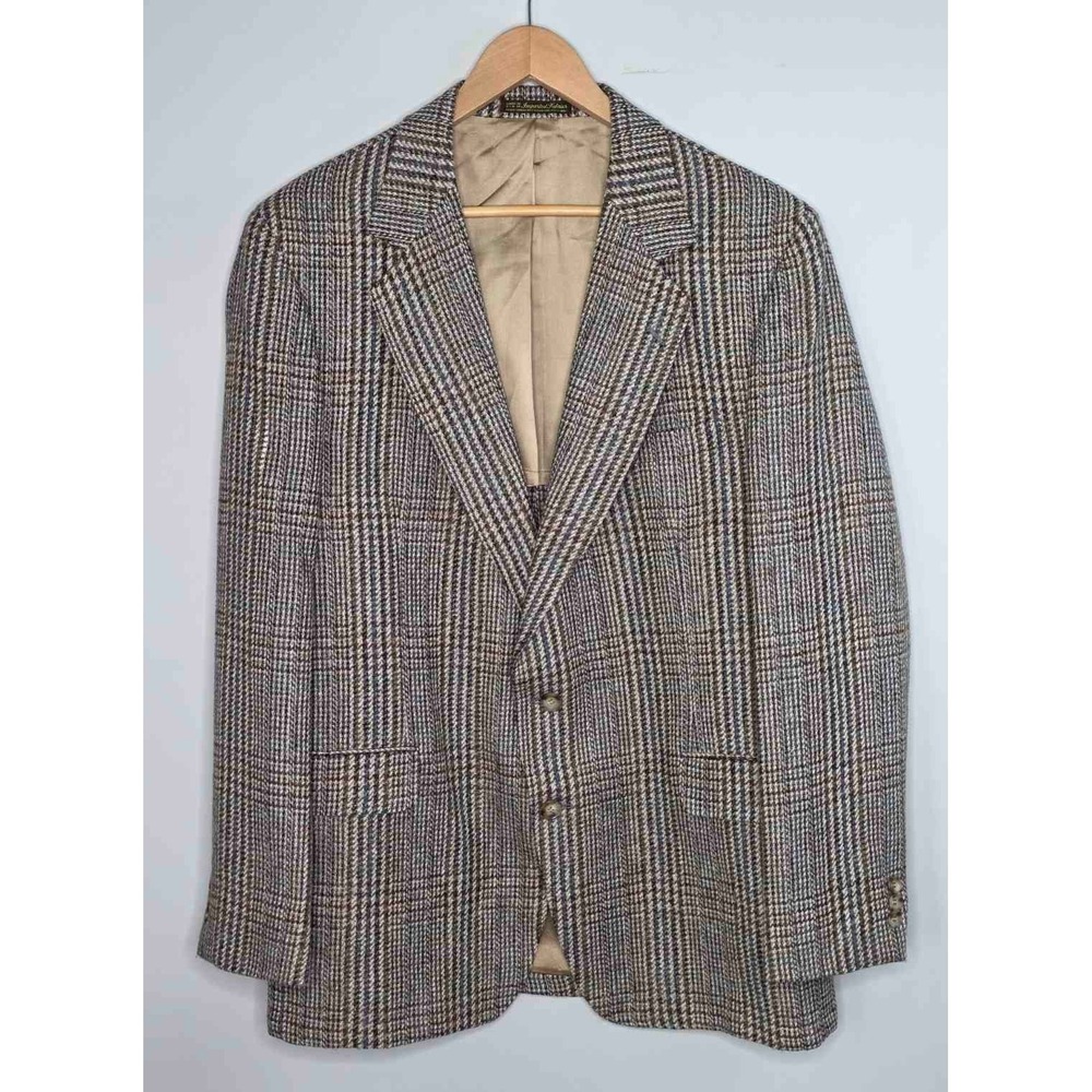 Andhurst Tweed Men's 44 L Blazer Brown Wool Sport‎ Coat Striped Jacket USA Vtg